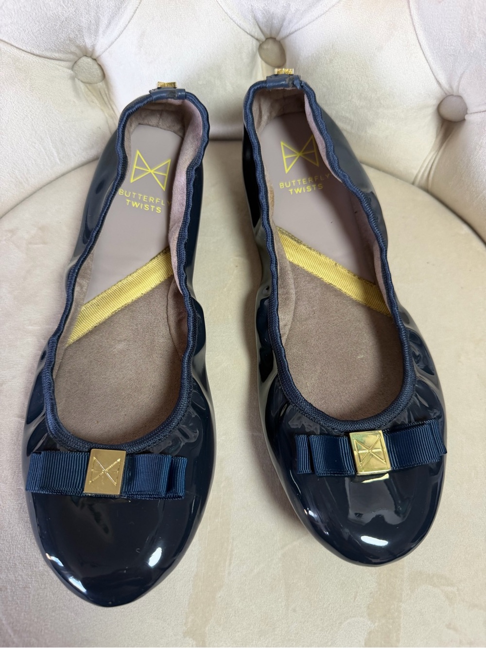 Butterfly Twists Navy Patent Bow Ballet Flats